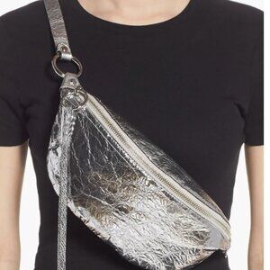 Rebecca Minkoff Bree Belt Bag, Silver Crinkled Metalic